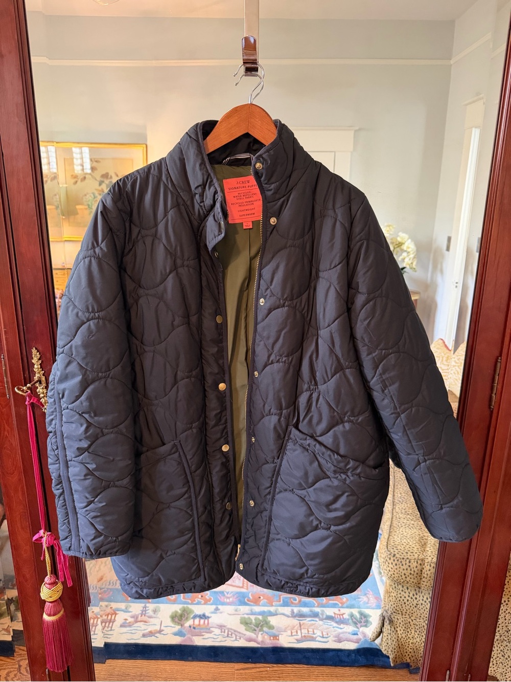 J. Crew Men's Black Quilted Puffer Coat